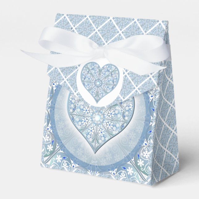 Ceramic Lace Light Blue Favour Box (Front Side)