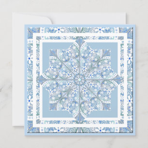 Ceramic lace Light blue Holiday Card