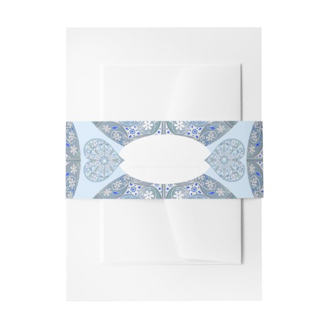 Ceramic Lace Light Blue Invitation Belly Band (Front Example)