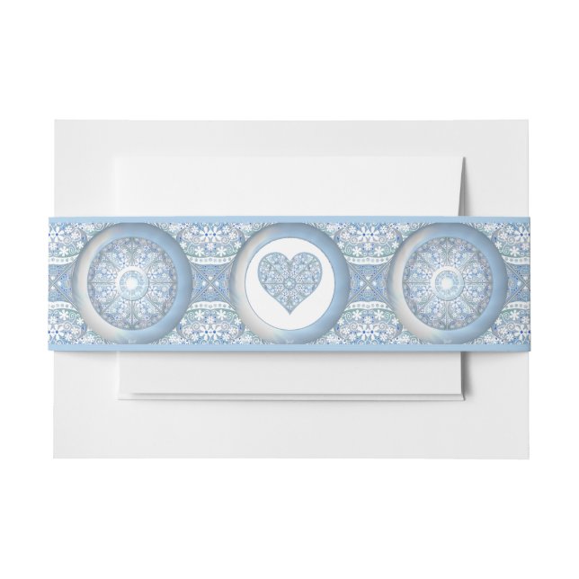 Ceramic Lace Light Blue Invitation Belly Band (Front Example)