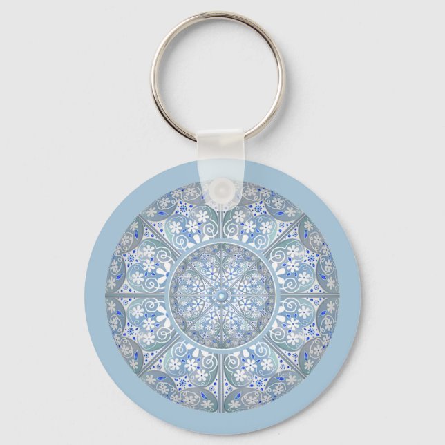 Ceramic lace Light blue Key Ring (Front)