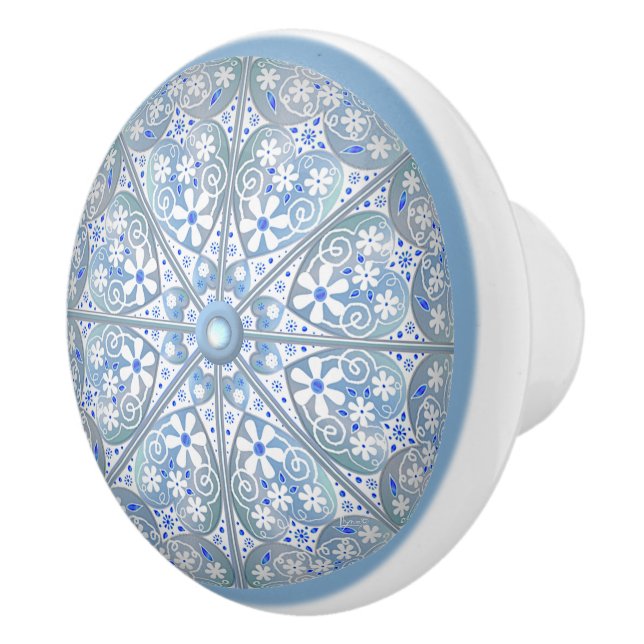 Ceramic lace Light blue Knob (Right)