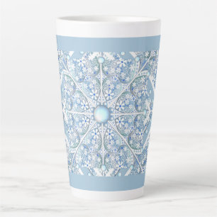 Ceramic lace Light blue Latte Mug