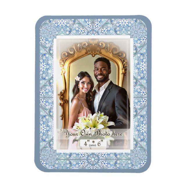 Ceramic lace Light blue Magnet (Vertical)