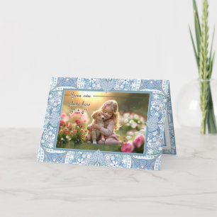 Ceramic Lace Light Blue mother's day Thank You Card