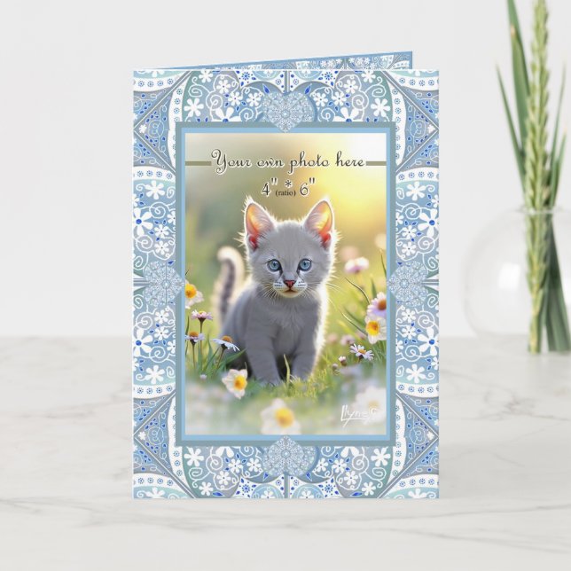 Ceramic Lace Light Blue mother's day Thank You Card (Front)