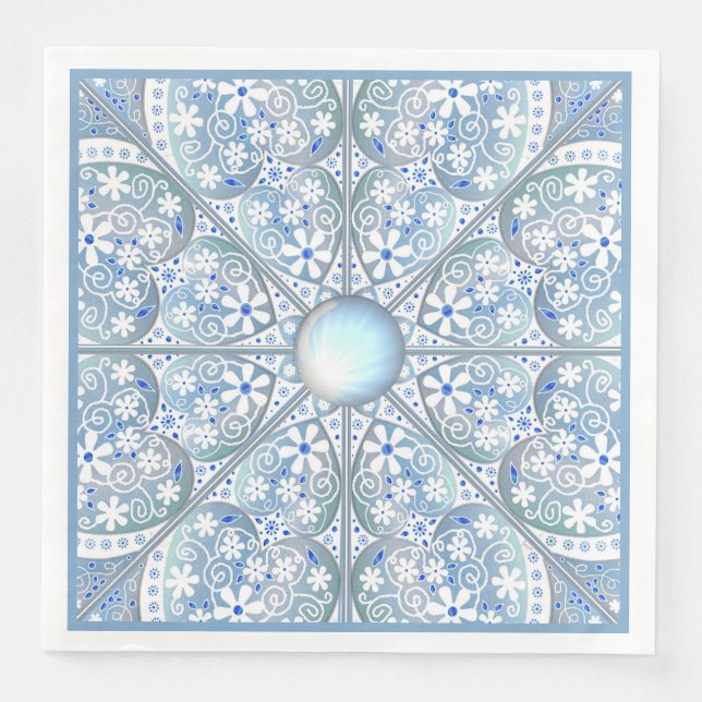Ceramic Lace light blue Napkin (Front)