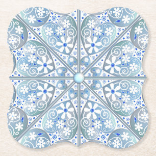 Ceramic lace Light blue Paper Coaster