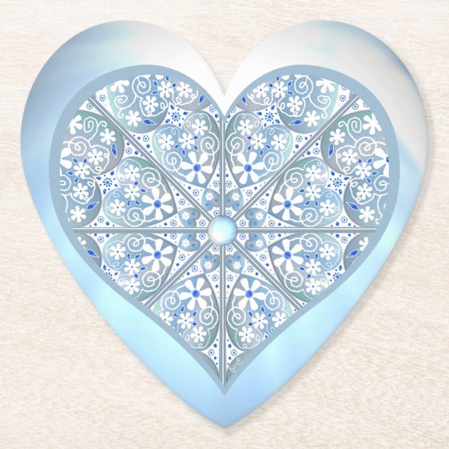 Ceramic Lace Light Blue Paper Coaster (Front)