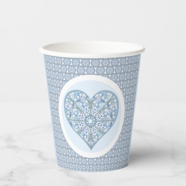 Ceramic Lace Light Blue Paper Cups (Front)