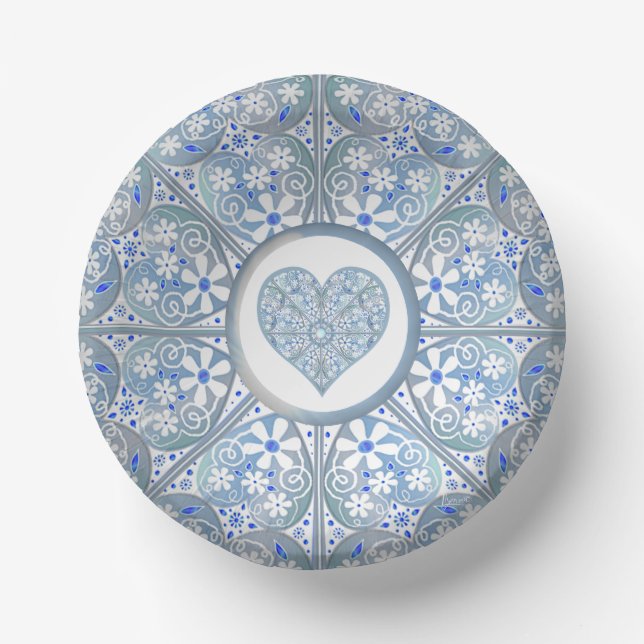 Ceramic Lace Light Blue Paper Plate (Front)