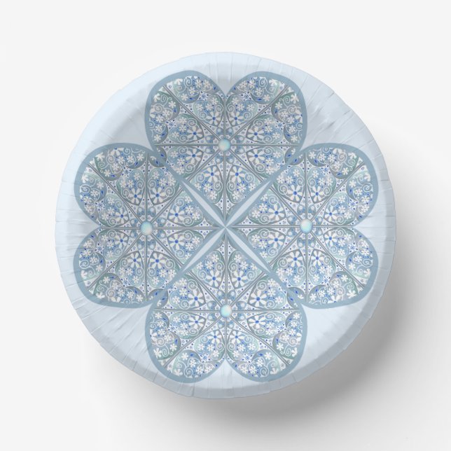 Ceramic Lace Light Blue Paper Plate (Front)