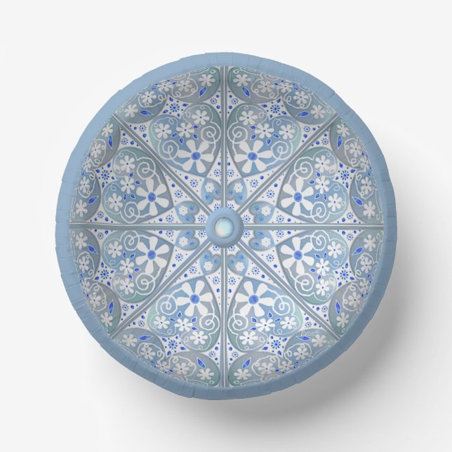 Ceramic lace Light blue Paper Plate (Front)