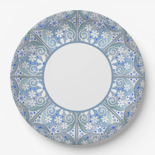 Ceramic Lace Light Blue Paper Plate