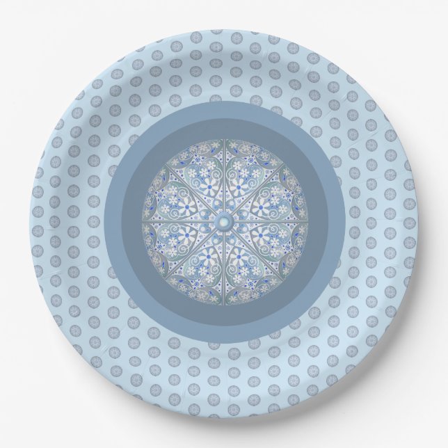 Ceramic lace Light blue Paper Plate (Front)