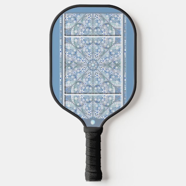 Ceramic lace Light blue Pickleball Paddle (Front)