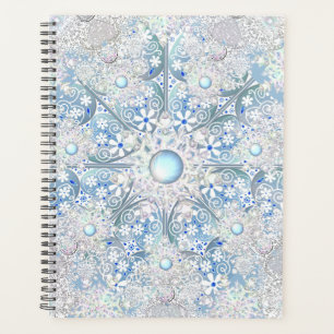 Ceramic lace light blue & snowflake planner