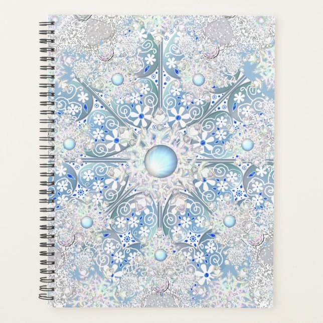Ceramic lace light blue & snowflake planner (Front)