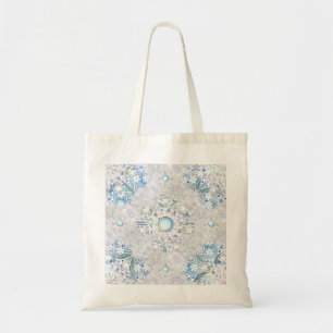 Ceramic lace light blue & snowflake tote bag