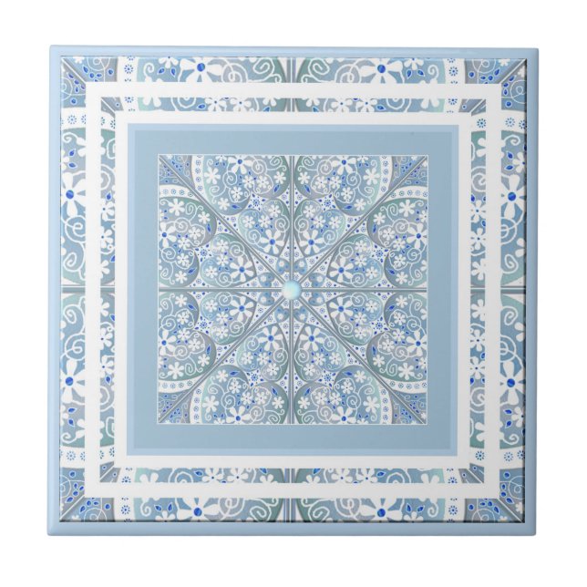 Ceramic lace Light blue Tile (Front)