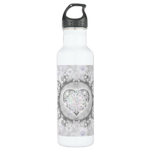 Ceramic lace light grey & snowflake 710 ml water bottle