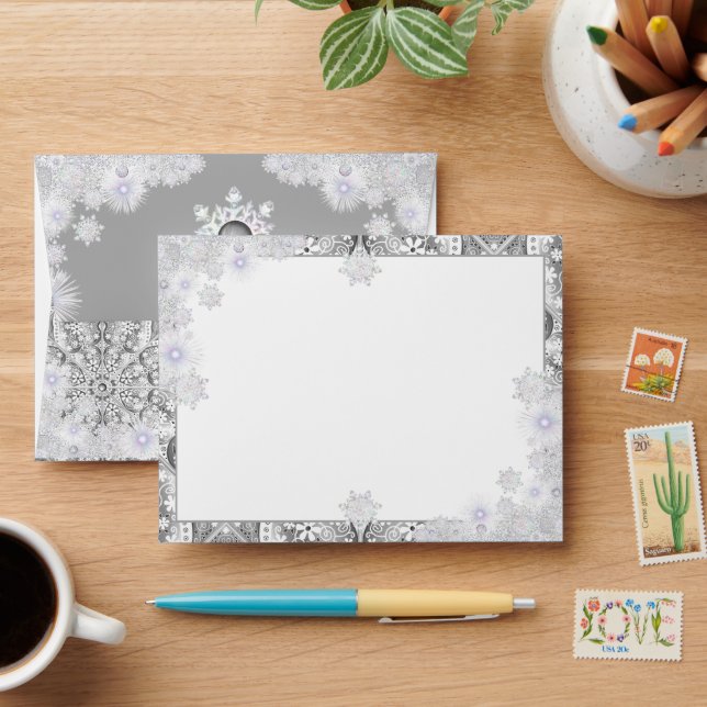 Ceramic lace light grey & snowflake envelope (Desk)