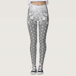 Ceramic lace light grey & snowflake leggings