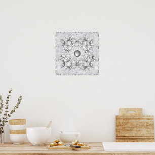 Ceramic lace light grey & snowflake poster