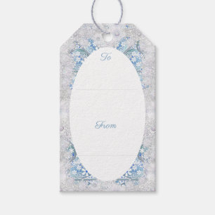 Ceramic lace sky blue & snowflake gift tags