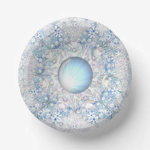 Ceramic lace sky blue &snowflake paper plate