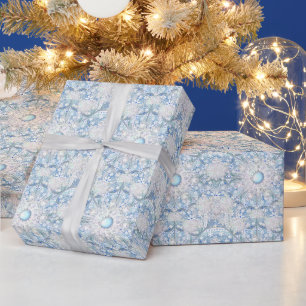 Ceramic lace sky blue &snowflake wrapping paper