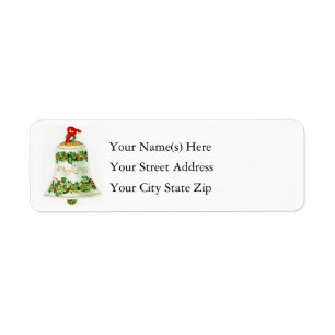 Ceramic Merry Christmas Bell Vintage Return Address Label