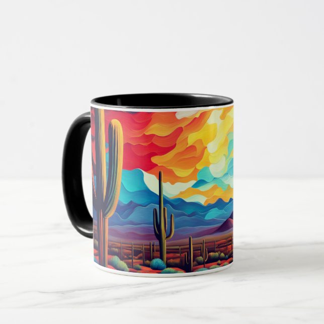Ceramic Mug Arizona Sunset in Abstract Style (Front Left)