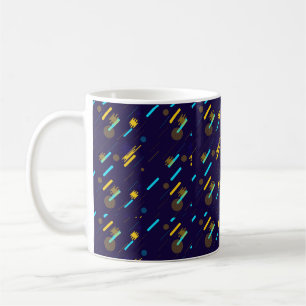 Ceramic mug with a dark blue background featuring
