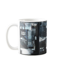 Ceramic Mug with Contemporary Art Decor: Blues