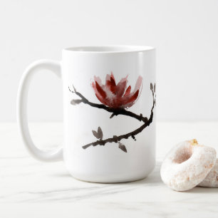 Ceramic mug with Japanese style blossom