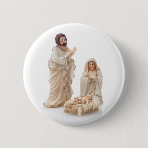 Ceramic nativity scene 6 cm round badge