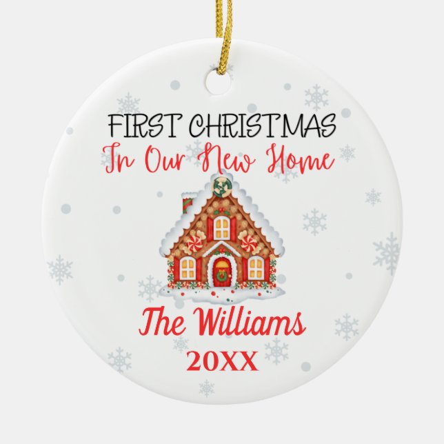Ceramic New Home Christmas Personalised Ceramic Ornament (Front)