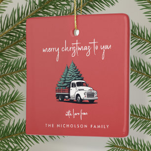 Ceramic Ornament Christmas Tree Delivery Truck