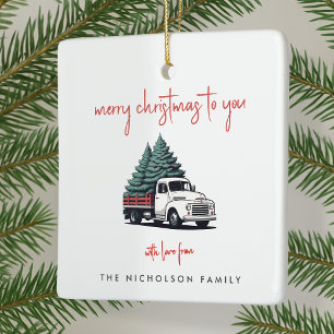 Ceramic Ornament Christmas Tree Delivery Truck