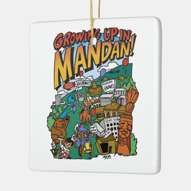 Ceramic Ornament "Growing up in Mandan" (Left)