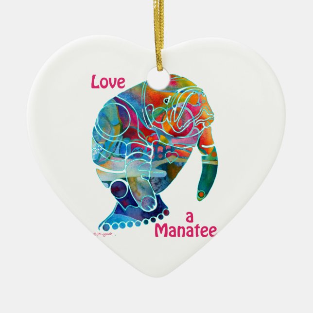 Ceramic Ornament Love a Manatee (Front)