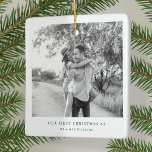 Ceramic Ornament | Our First Christmas as Mr & Mrs<br><div class="desc">Commemorate your first holiday as a married couple with this elegant ceramic ornament featuring the phrase “Our First Christmas as Mr & Mrs.” Designed in a minimalist black and white style, it perfectly balances simplicity and sophistication. Easily personalize it in Zazzle’s design tool by adding your names, wedding year, or...</div>
