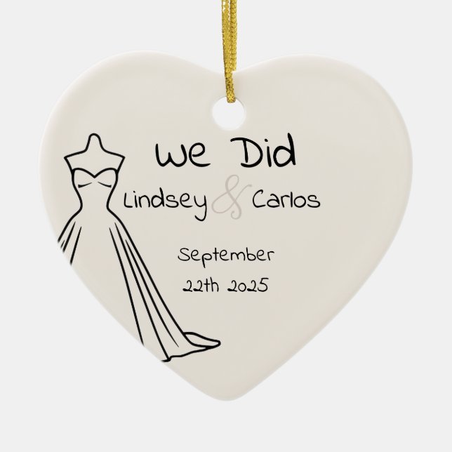 Ceramic Ornament wedding name first christmas (Front)