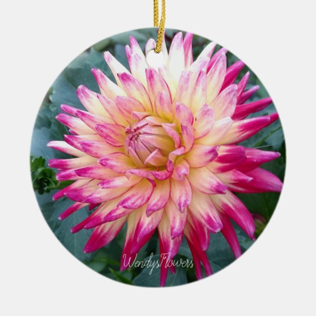 Ceramic ornament with pink dahlias (Front)