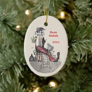 Ceramic Oval Ornament-Venice Italy Ceramic Ornament