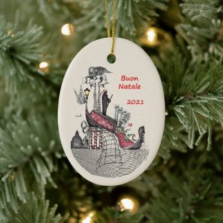 Ceramic Oval Ornament-Venice Italy Ornament