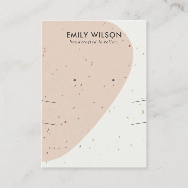 CERAMIC PEACH WAVE LONG NECKLACE EARRING DISPLAY BUSINESS CARD (Front)