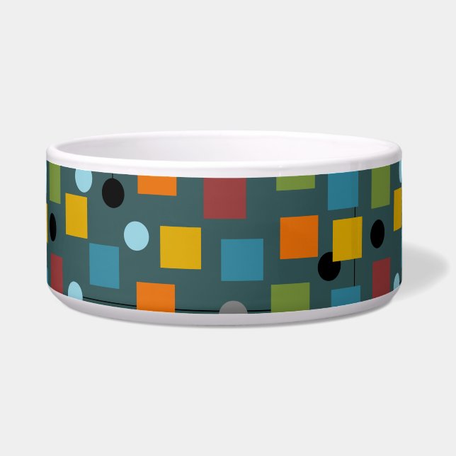 Ceramic Pet Bowl - Mid-Century Modern 1.3 Seamless (Front)