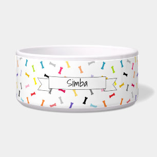 Ceramic Pet Bowl with Tiny Bones and Name - HAMbWG